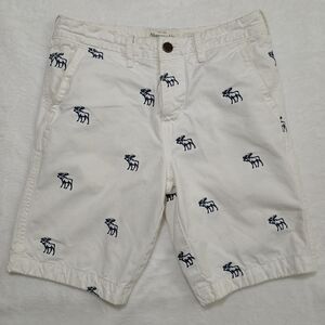 Abercrombie Fitch Shorts Mens Size 28 White All Over Moose Print Button Fly